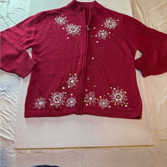 Red Snowflake Embellished Cardigan - Picture 1 of 6
